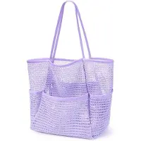 Benza Ibenzoa Strandtasche aus Mesh – große sandresistente Netztasche für Damen mit Reißverschlussfach & Mini-Innentasche, große Kapazität