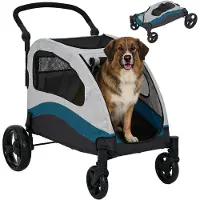 StarTech.com Hundebuggy Haustierwagen - Extra Groß - Faltbarer Hunde Kinderwagen - 360° Schwenkräder - Netzfenster - Abnehmbare Waschbare Matte - Grün