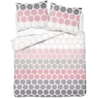 Detexpol Bettwäsche, Flanellbettwäsche, Warm, Für den Winter 200x220 6048b Rosa-grau, Kreise