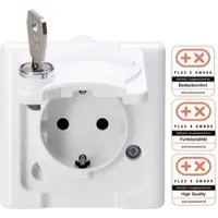 Kopp 103546005 BLUE ELECTRIC - Schutzkontakt-Steckdose mit Klappdeckel und Sicherheitsschloss (Nr. 15), Farbe: arktisweiß