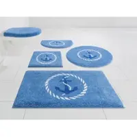 Grund Badematte "Port Louis" Gr. 1, blau, H:20mm, Kunstfaser, Badematten, Badematte, Design mit Anker, maritim, Made in Europe
