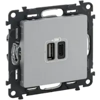 Legrand 753306 Valena Life 2XUSB A+C 2-modulig 3A Farbe: Aluminium