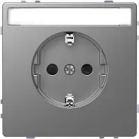 Merten MEG2302-6036 SCHUKO-Steckdose mit Schriftfeld, Berührungsschutz, Steckklemmen, Edelstahl, System Design MEG23026036