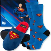 Soxo Set - Socken Größe 40-45 und Hausschuhe Größe 45-46 SUPERMAN von Geschenke für Männer