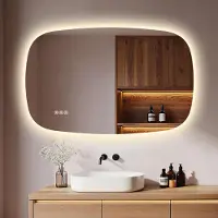 S'AFIELINA 95×60 cm Wandspiegel LED – Badspiegel mit Beleuchtung, HD-Glas , dimmbar, 3-farbige LED, Anti-Beschlag, horizontal & vertikal aufhängbar