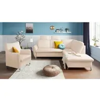 Sit&More Ecksofa, beige (creme), B:236cm H:93cm T:214cm, Sofas, Ecksofa, mit Federkern, zwei Kopfstützen und wahlweise mit Schlaffunktion