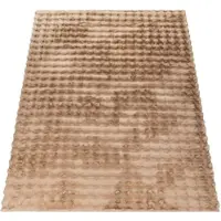 Paco Home Hochflor-Teppich "Arnheim 741", beige, B:60cm H:34mm L:100cm, Polyester, Teppiche, Hochflor-Teppich, Uni Farben, modernes Design, besonders weich, Hoch-Tief Effekt