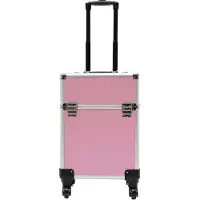 OEM Makeup-Trainingskoffer, abnehmbare Räder, großer Stauraum, Rosa