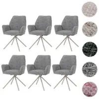 Mendler 6er-Set Esszimmerstuhl HWC-G67, drehbar Auto-Position Metall Chenille (410g/m²) Gestell creme, hellgrau