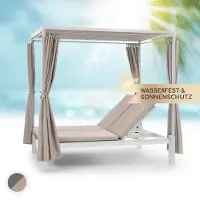 Blumfeldt Doppelliege Outdoor für 2 Personen mit Dach, Doppel-Sonnenliege, Doppel Garten Liege Bett für Erwachsene & Kinder, Gartenbett mit Verstellbarer Rückenlehne, Outdoor-Sonnenbett mit Dach