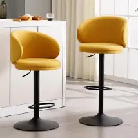 Sonstiges Barhocker 2er Set mit Lehne, drehbar, höhenverstellbar, Leinen, Gelb