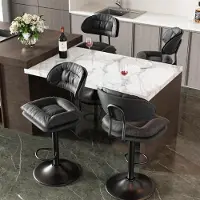 Hawthyhome Barhocker 4er Set Dunkelgrau Ergonomisch Gepolstert mit Rückenlehne Höhenverstellbar 360° Drehbar