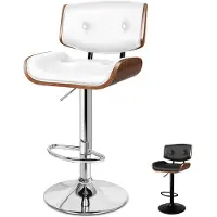 ALFORDSON Barhocker verstellbar mit 360° Drehung und Gasdruckfeder, Kunstleder, Weiß
