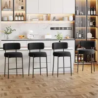 Sonstiges Barhocker 4er Set 63.5cm Sitzhöhe mit Rückenlehne und Fußstütze Schwarz
