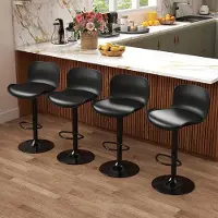 Fly sky Barhocker 4er Set Höhenverstellbar Kunstleder Rückenlehne Fußstütze Schwarz