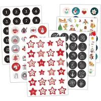 Sonstiges Adventskalender Aufkleber Zahlen 1-24, selbstklebend, 4 cm, Basteln Gestalten Dekorieren