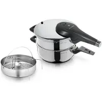 WMF Schnellkochtopf-Set Perfect Premium One Pot mit Dampfgareinsatz, 22 cm, 4,5 und 3,0 Liter, stap