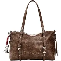 Desigual Stylische braune Damenhandtasche mit abnehmbarem Schultergurt, neu