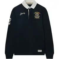 Superdry für Herren. M6010969A Rugby-Poloshirt Double Emblem marineblau (XXL), Lässig, Baumwolle, Klassisch, Langarm
