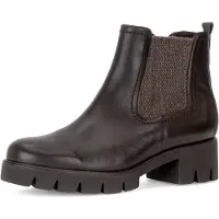 Gabor Chelseaboots , Damen, Gr. 38, braun (dunkelbraun), Elastischer Einsatz, Kalbsleder, unifarben, Schuhe Chelseaboots, Blockabsatz, Herbstboots mit Stretcheinsatz an der Außenseite