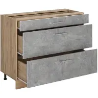 Vicco Küchenunterschrank R-Line Beton/Goldkraft Eiche 100 cm ohne Arbeitsplatte, Model 71613