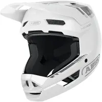 ABUS Downhill Helm HiDrop – ASTM-er Fullface Helm mit ABS-Außenschale für MTB: Downhill, Enduro und Bikepark – für Erwachsene und Jugendliche – Weiß, Größe XL