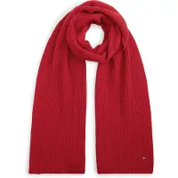 Tommy Hilfiger Strickschal "TH FLAG PIMA COTTON CASH SCARF", Herren, rot (medium rot), Strick, Baumwollmischung, Modetücher Strickschal, mit Logostickerei, mit Kaschmiranteil Unisex