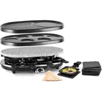 Klarstein Steaklette All-U-Can-Grill Raclette - 1500 Watt Raclette Grill, Raclette 8 Personen inkl. Raclette-Pfännchen, stufenlos regelbare Temperatur, 4-in-1 Grill, inkl. Untersetzer und Holzspatel