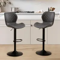 Sonstiges Barhocker mit Lehne, 360° drehbar, höhenverstellbar, PolyurethanKunstleder, Dunkelgrau, 2 Stück