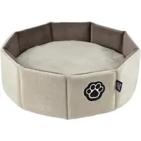 Love Story , Runder Korb aus Polyester, Durchmesser 48 x H 16 cm, Patchy, Haselnu