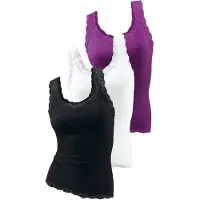 H.I.S. Tanktop "mit Spitze" 3er-Pack, aus reiner Baumwolle, Feinripp