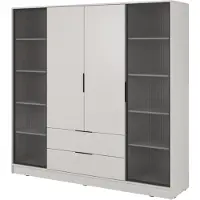 3Xeliving Kleiderschrank, Moderner Schrank in Kaschmir mit Glastüren