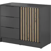 Lomadox Schlafzimmer Kommode mit 105 cm Breite in Graphit mit Eiche, Akustikpaneel-Optik - NAMUR-160