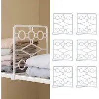 Benza Ibenzoa Regaltrenner für Kleiderschrank – 6er Set, weiß, Polypropylen, 25,5 x 27,5 cm, für Holzplatten < 2 cm, werkzeuglose Montage zur Platzoptimierung
