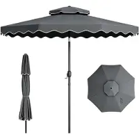 KOMFOTTEU Sonnenschirm 300cm, Gartenschirm mit einstellbarem Winkel, stabiler Metallstange, Kurbel, Outdoor Terrassenschirm mit gewelltem Rand, Marktschirm für Garten, Terrasse, Strand