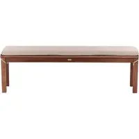 Beliani Gartenbank Dunkelbraun Eukalyptusholz mit Sitzkissen Beige 160 cm Rechteckig Rustikaler Stil Terrasse Balkon Indoor Outdoor Möbel