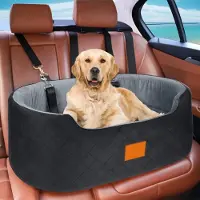 Sonstiges Hunde Autositz für große/mittlere Hunde bis 25 kg, Auto Hundesitz mit Sicherheitsleinen, waschbares Kissen, Rückbank, Schwarz/Grau, 80x50x28 cm
