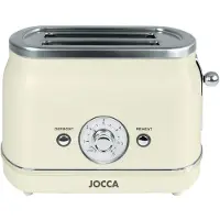 Jocca Vintage-Toaster, 2 Scheiben, cremefarben, Aufwärmfunktion, Auftauen, Abbrechen,
