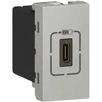 Legrand 079389 Mosaic USB Typ-C Ladesteckdose 1-modulig, Ladestrom 1,5 A Farbe: Aluminium