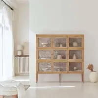 Tikamoon Tana - Breite Vitrine aus Eichenholz