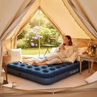 Markenlos Luftmatratze für Camping in Doppelgröße 191x137x22 cm, Gästebett für 1–2 Personen, beflockt, bis 220 kg, grün/grau, ohne Pumpe