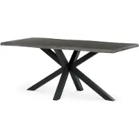 Autronic Stůl jídelní 180x90x75 cm MDF deska Nachbildung šedý dub kovová noha ve tvaru hvězdy černý l