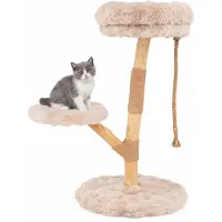 KOMFOTTEU Birnbaum Katzenbaum, Mehrstufiger Katzenturm mit Kratzbäumen, Gemütlicher Sitzplatz, Hängendes Seil und Sprungplattform, Katzenspielzentrum für Wohnungskatzen und Kätzchen