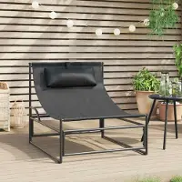 Markenlos Gartensessel in Anthrazit, 87x74x73 cm, aus Stahl und Textilene, wetterfest und pflegeleicht, ergonomisch mit Armlehnen, platzsparend für Balkon, Terrasse, Garten und Außenbereich