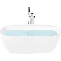 Beliani Freistehende Badewanne Weiß Acryl 170 x 80 cm Oval Schmaler Rand mit Überlaufsystem Modernes Design Badezimmer