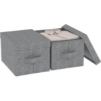 Merkloos Aufbewahrungsboxen mit Deckel Set von 2, 42 x 30 x 26 cm, Grau