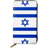 Markenlos Lange Clutch mit israelischer Flagge und Reißverschluss, Kartenhalter für Reisen und den Alltag