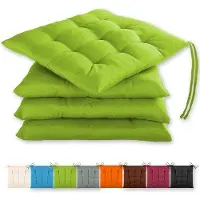 Unyqoos Sitzkissen Set 4er 40×40×3 cm, mit 60 cm Bindebändern, für Innen & Außen, Bezug 55% Baumwolle/45% Polyester, PU‑Schaumkern,