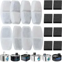 Sonstiges Ersatzfilter für Katzenbrunnen 16 Stück, Universal Kompatibel 3.2L-2.2L, Mehrfachfiltration, Aktivkohle, Schwamm