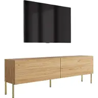 3Xeliving TV-Schrank Füße gerade gold, Eiche Craft, 170 x 32 x 52 cm